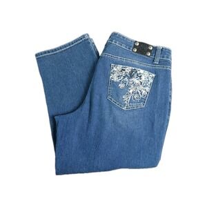 Style & Co Petite Embroidered Jean Capri Size 34PX25 #448C